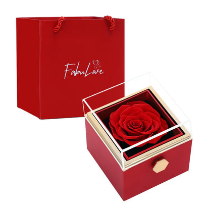 Coffret Rose Éternelle – Collier Double Cœur Gravé